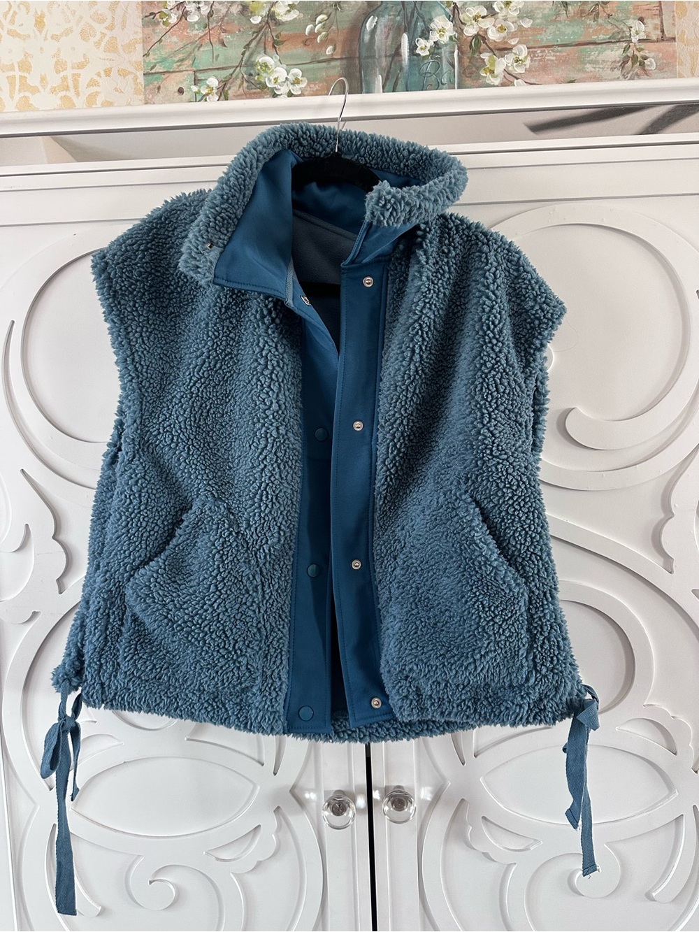 Womens Blue Sherpa Fleece Vest